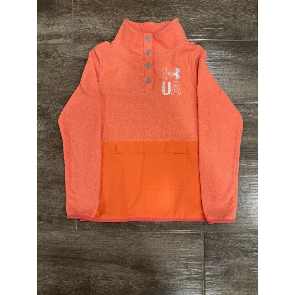 Under Armour Youth Large‎ Fleece Pullover Sweatshirt Neon Orange